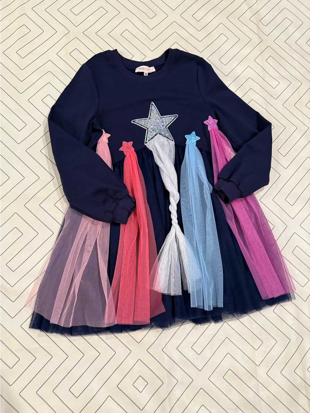 Baby Sara Navy Star Tulle Tassel Dress